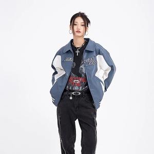 เสื้อแจ็กเก็ตหนัง PU ของผู้ชายแนวสตรีทเสื้อโค้ทลำลองปักลายตัวอักษรสำหรับคู่รักในฤดูใบไม้ผลิฤดูใบไม้ร่วงฤดูหนาว - Product Image 3