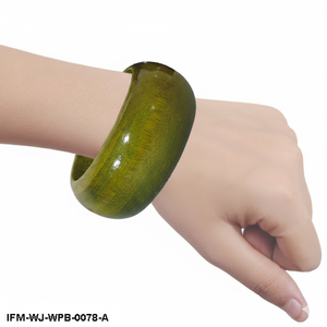 Brazalete de Madera Verde Oliva Hecho a Mano, Brazalete Grueso de Madera Natural, Joyería Bohemia Pintada para Mujer - Product Image 2