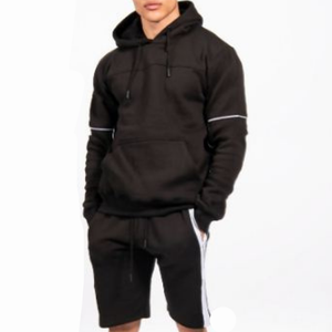 ผู้ชายคุณภาพดีฤดูหนาวสองชิ้นชุดผู้ชายวอร์มสีทึบผู้ชายHoodieและชุดสั้น - Product Image 2