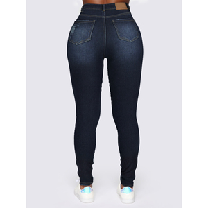 Paola Riboni Women's High <b>Waist</b> Skinny Denim <b>Jeans</b> Full Length Solid Color <b>Elastic</b> Fit Vintage Style Winter Summer Spring Autumn - Product Image 2