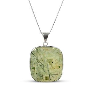 Prehnite Square Pendant Necklace AAA Quality <b>Crystal</b> <b>Jewelry</b> with Chain - Product Image 4