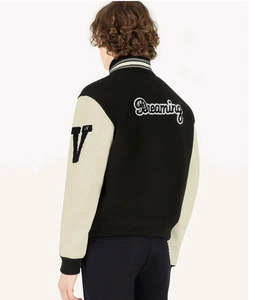 Chaqueta de lana de estilo universitario personalizada para hombre, ropa informal con letras en blanco y negro, moda para invierno, transpirable, de secado rápido - Product Image 4