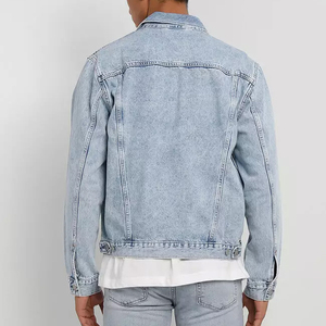 Wholesale OEM Custom Fashion Casual <b>Light</b> Wash Blue Vintage Boxy Denim <b>Jackets</b> for Men - Product Image 2