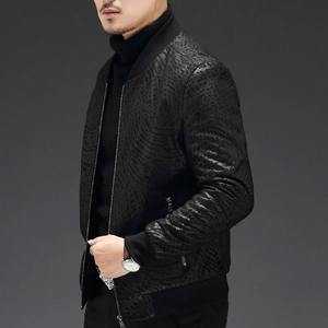 Qualité haute peau de mouton Slim Fit hommes hiver toile en cuir véritable imperméable respirant décontracté noir vêtements d'extérieur vestes Plus - Product Image 5