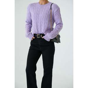 Light <b>Lilac</b> <b>Sweater</b> with Cable Knit Detail - Product Image 1