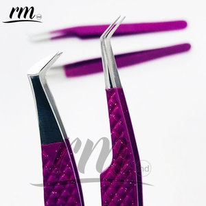 RMI 45/65/90 grados Punta de plata y polvo púrpura recubierto Color Diamond Grip juego de pinzas de extensión de pestañas - Product Image 6