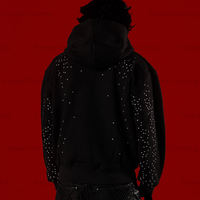 Sweats à capuche pour hommes avec strass fermeture éclair complète 100% coton impression surdimensionnée sweats à capuche personnalisés sweat à capuche lourd pour hommes