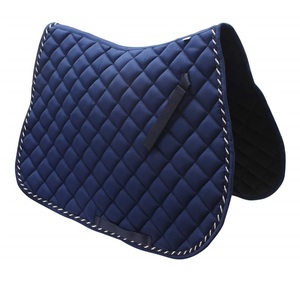 Tapis de selle de cheval anglais bleu de qualité supérieure de concepteur Polyester/coton tissu de forage Polycoton anglais équitation équestre - Product Image 6