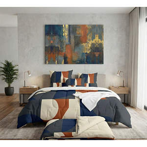 Couette Legacy Luxe Terracotta Indigo, design moderne et luxueux, en microfibre, coton et polyester, douce et confortable, pour la maison, disponible en tailles double, queen et king. - Product Image 1