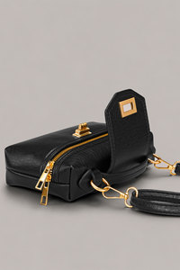 Custom Logo Women's Black Canvas Zipper Waterproof <b>Vanity</b> <b>Case</b> Crossbody Trunk Bag OEM Top Handle Private Label Manufacturer - Product Image 2