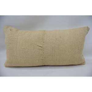 Almohada Kantha de lana beige de 12x24 pulgadas Almohada decorativa tejida bordada vintage - Product Image 1