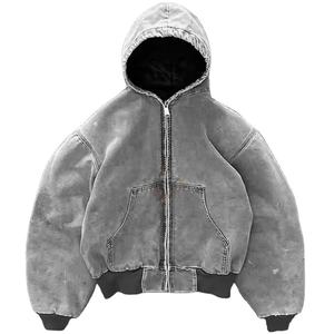 Sweats à capuche zippés pour hommes, lavage à l'acide, 100% coton, basiques, surdimensionnés, délavés, coupe ample, unisexe, vente en gros de sweats à capuche zippés lavés à l'acide - Product Image 6