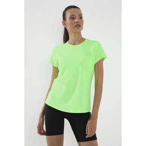 Camiseta Casual de Algodón para Mujer Tommylife, Cuello Redondo, Manga Corta, Corte Estándar, Color Verde Neón - 97144 - Product Image 5