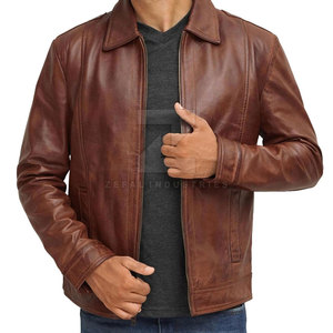Chaqueta de Cuero para Hombre, Último Modelo, Servicio OEM al por Mayor, Ecológica, Transpirable, Resistente al Viento e Impermeable, Personalizada, con Cierre Frontal, para Invierno - Product Image 1