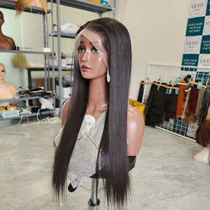 100% VIETNAMIEN VIERGE CHEVEUX HUMAINS OS DROIT COULEUR NATURELLE HD DENTELLE TRANSPARENTE DOUBLE TIRÉ - Product Image 2