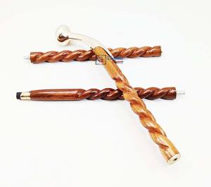 Spirale réglable 3 fois marron bâton de marche en bois laiton finition polonaise poignée de forme ronde pour les hommes et les femmes âgés avec prix de gros - Product Image 6