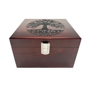 Elegant Carved Wooden <b>Box</b> with <b>Hinged</b> Lid Home Office Locking Wood Storage <b>for</b> Jewelry Stylish Organizing - Product Image 3