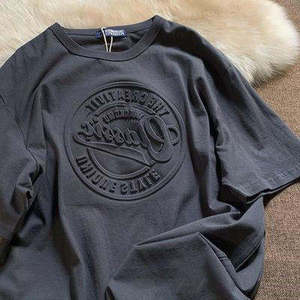 Premium Top Qualité Personnalisé Conception À La Mode Logo Lourd 100% Coton En Relief Vintage Ajusté T-shirts À Manches Courtes pour Hommes - Product Image 2