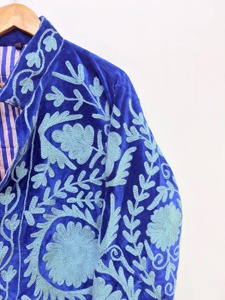 Chaqueta de terciopelo estilo chino con bordado floral, cuello mandarín, manga larga, ropa exterior informal para adultos, ropa de invierno - Product Image 3