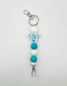 Porte-clés fait main avec perles en bois et anneau en acier inoxydable | Porte-clés coloré en perles de bois et acier inoxydable | VRNQ - Product Image 1