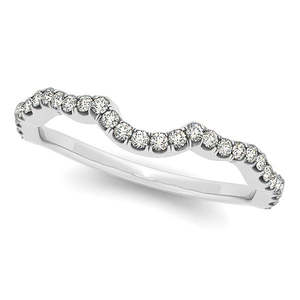 Anillo de Bodas de Contorno Semi-Eternity de 0.20ct en Platino, Conjunto de Joyería Fina - Product Image 1