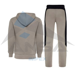 2024 New Design <b>Men's</b> Full Zip Sweat Suits Hooded Athletic Sports Tracksuit Set Solid Pattern for Winter Sports - Product Image 6