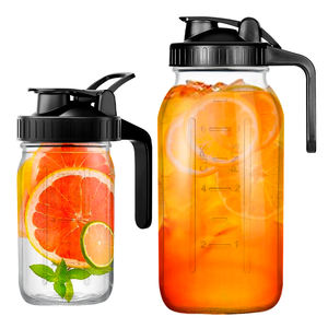 2 Quart 64OZ lebar mulut anti bocor kaca Mason Jar Pitcher Jug dengan tutup Filter wadah tugas berat untuk air teh es kopi - Product Image 2
