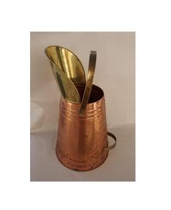 Large size copper <b>coal</b> bucket for holding firewood and charcoal beside fireplace or outdoor patio <b>heater</b> - Product Image 1