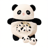 Peluche Panda Adorable de 20 Pouces avec 6 Bébés, Remplissage en Coton PP, Jouet Animal Mignon pour Enfants de 2 à 4 Ans, Unisexe