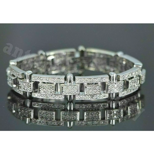 สร้อยข้อมือเทนนิสฝังเพชร13.25Ct สำหรับผู้ชายสร้อยข้อมือทองคำขาว14K สร้อยข้อมือเพชรระดับพรีเมียมและกำไลข้อมือ - Product Image 1