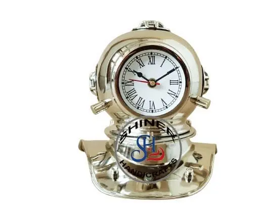ダイビングヘルメット時計海事米国海軍Vマークダイビングデスククロック真鍮スタイルダイバースキューバヴィンテージダイビングヘルメット時計ギフト