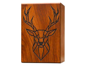 Urne funéraire de cerf gravée Souvenirs commémoratifs de la faune en bois rustique pour cendres adultes avec conception de gravure de cerf - Product Image 2
