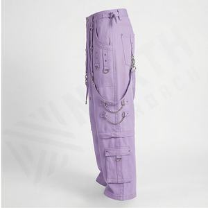 Pantalones Cargo de Estilo Gótico Punk para Hombre, Diseño Nuevo, de Lana, Cintura Media, con Múltiples Bolsillos, Tachuelas y Correas, Estilo Urbano Holgado - Product Image 3