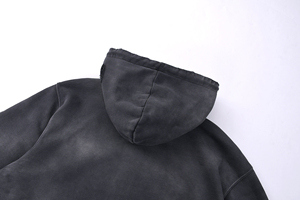 เสื้อมีฮู้ดแบบสวมหัวผ้าเทอร์รี่แห้งเร็วเสื้อมีฮู้ดโอเวอร์ไซส์สำหรับผู้ชายผ้าฝ้ายผสมซักกรดแบบปรับแต่งโลโก้ได้ - Product Image 6