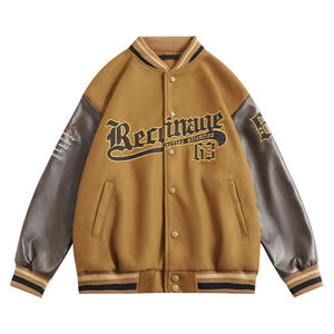 Veste bomber en cuir de style universitaire avec logo personnalisé, broderie de haute qualité, polaire d'hiver, pour hommes - Product Image 5