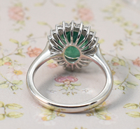 Ensemble de bijoux en émeraude taille ovale, bague de fiançailles en émeraude, boucles d'oreilles en émeraude Gatsby, halo de diamants, ensemble de mariée, cadeau de Noël
