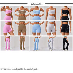 Ensemble de yoga et de fitness personnalisé pour femmes, respirant, écologique, en spandex/coton, taille haute, élastique, uni, vêtements de sport d'extérieur - Product Image 2