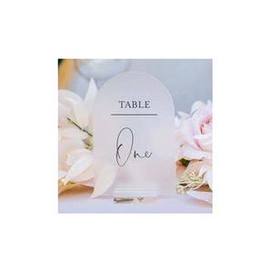 Números de Mesa Acrílicos Arqueados en Blanco al por Mayor, Letreros Arqueados de Perspex Esmerilado Cortados con Láser, Decoraciones de Mesa de Vinilo para Manualidades y Catering - Product Image 1