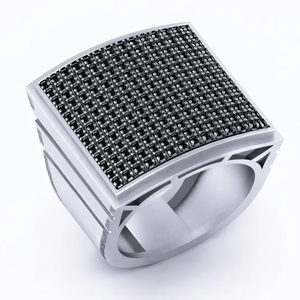 Anillo Hip Hop SHRAMAN DIAMOND, Diseño Original de Moda para Hombre, Chapado en Plata de Ley 925 con Incrustaciones de Moissanita Cuadrada Grande - Product Image 1