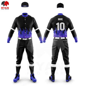 Conjunto de uniforme de béisbol impreso transpirable de alta calidad, ropa de equipo personalizable, 100% poliéster, precio al por mayor - Product Image 2