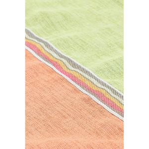 Camino de Mesa de Lino Orgánico Hecho a Mano, 50x150cm, Verde, Naranja y Blanco a Rayas, Decoración Rústica para el Hogar, Técnica de Tejido - Product Image 5