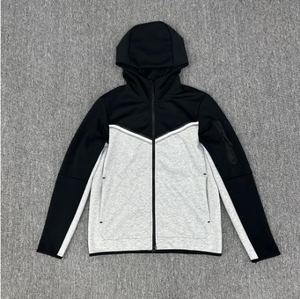Veste à capuche zippée en molleton technique imprimé de haute qualité, style streetwear 2-en-1, légère, pour l'automne, avec bas décontracté uni - Product Image 2
