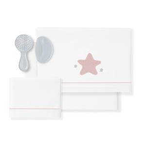 Juego de 3 Piezas de Ropa de Cama para Cuna, 100% Algodón, Modelo Estrella, Diseño Sólido, Sábana para Bebé, Técnicas de Tejido - Product Image 1