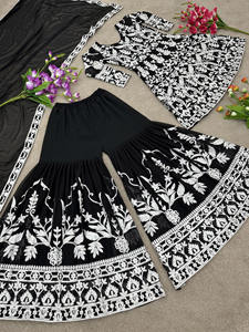 Femmes belle dernière Designer Sharara costume Palazzo Dupatta indien pakistanais lourd Faux Georgette tissu mariage et fête porter - Product Image 3