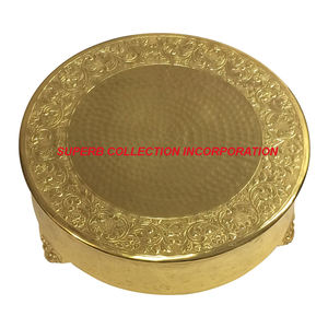 Luxury Blue Custom Metal <b>Cake</b> <b>Stand</b> Wit <b>Glass</b> Top Set of 3 Made India and Supplier From India Wholesale and Suppliers - Product Image 3