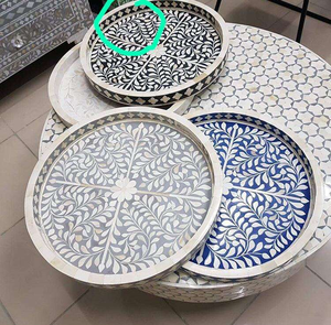 Bandeja de Servicio Hecha a Mano de Resina con Incrustaciones de Nácar, Personalizable, el Mejor Color, Bandeja de Madera y Metal de la India, el Mejor Diseño, Bandeja con Incrustaciones de Hueso - Product Image 3