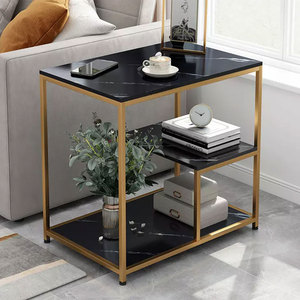 Modern Side <b>Table</b> with Stone Top and Iron Frame TV Stand for Living Room SST025 Home Furniture <b>Set</b> - Product Image 2