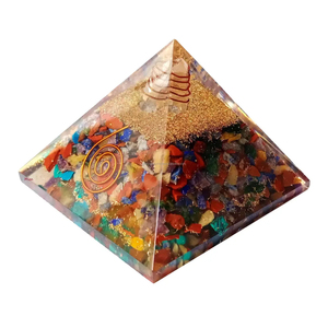 Vente en gros 70-75mm Agate Orgone Pyramide Multicolore Chakra Style Semi-Précieuse Pierre Artisanale pour la Guérison Méditation Décoration - Product Image 5