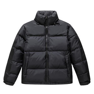 Blouson matelassé réversible imperméable noir à capuche pour homme, col montant, logo frontal, pour l'hiver et les températures froides, décontracté, tricoté, 2026 - Product Image 1