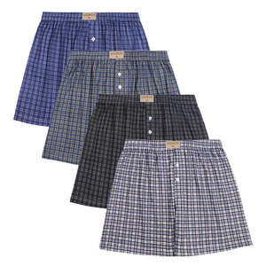 Calzoncillos bóxer de punto a cuadros cómodos y elegantes para hombre, ropa de dormir transpirable de algodón ligero y duradero para uso informal en el salón - Product Image 4